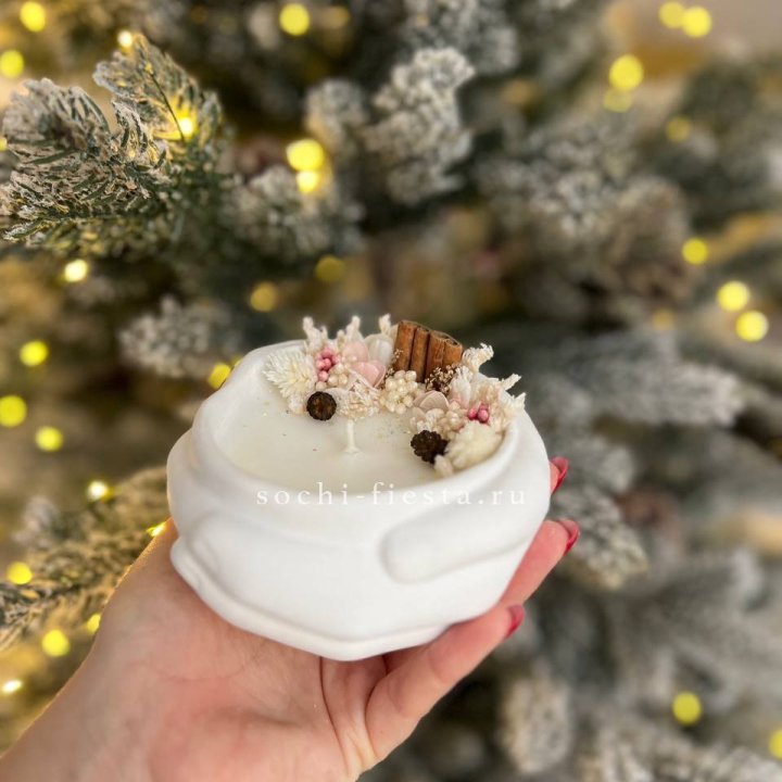 Свеча ароматическая в гипсе Руки с корицей в Энгельсе