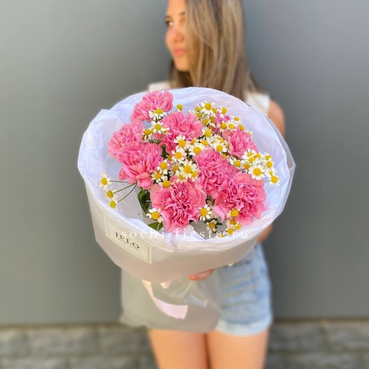 Дуобукет диантусов и ромашек в Энгельсе