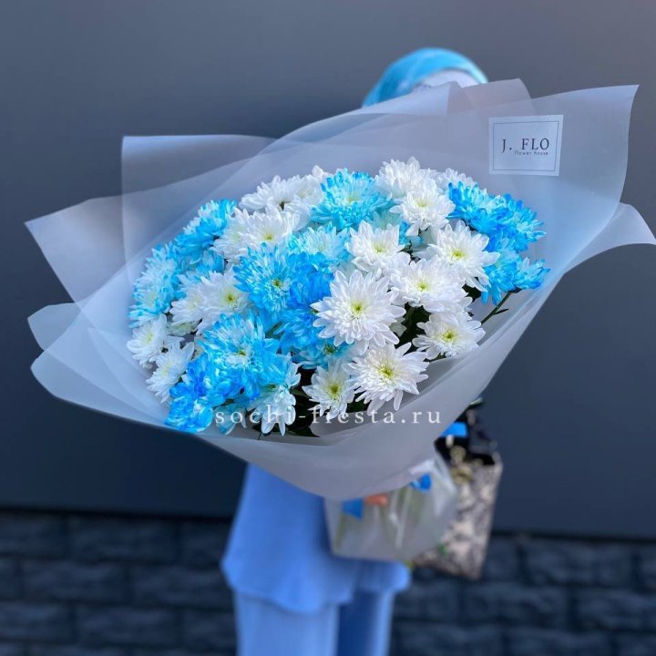Букет хризантем "Голубая снежинка" в Энгельсе