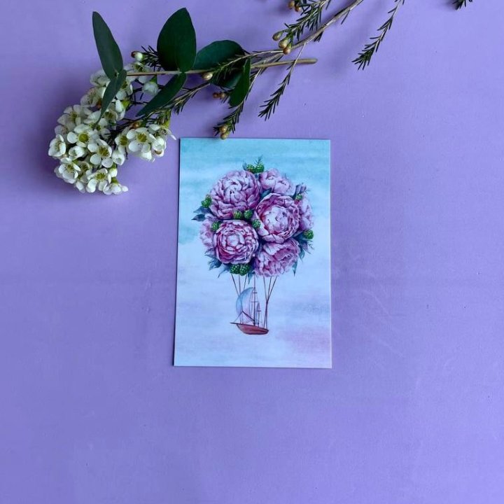 Открытка к букету "Пион" в Энгельсе