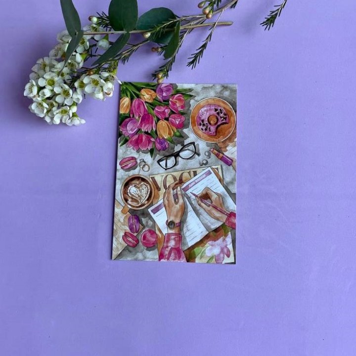 Открытка к букету "Леди на работе" в Энгельсе