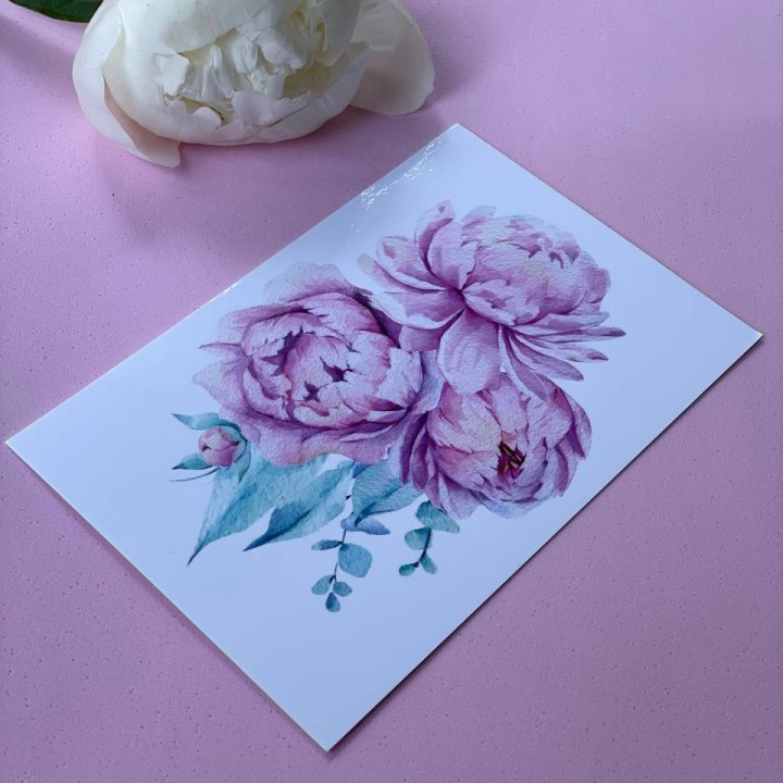 Открытка к букету "Пионы" в Энгельсе