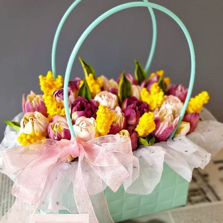 Тюльпаны в сумочке из зефира в Энгельсе