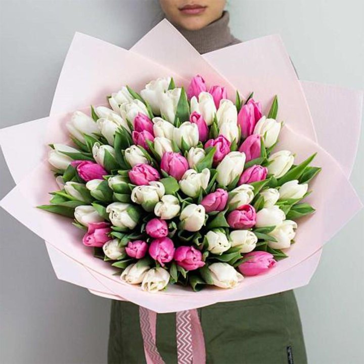 61 бело-розовый тюльпан в Энгельсе